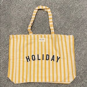 Sezane Holiday Striped Yellow Tote Bag